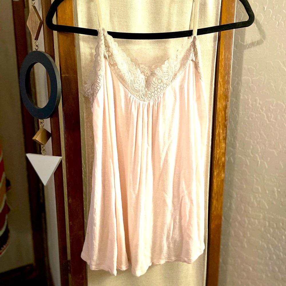 Lace pink tank top